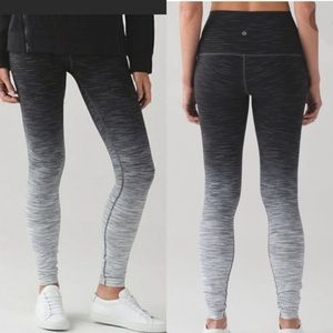 Lululemon Wunder under black and gray ombré melange leggings